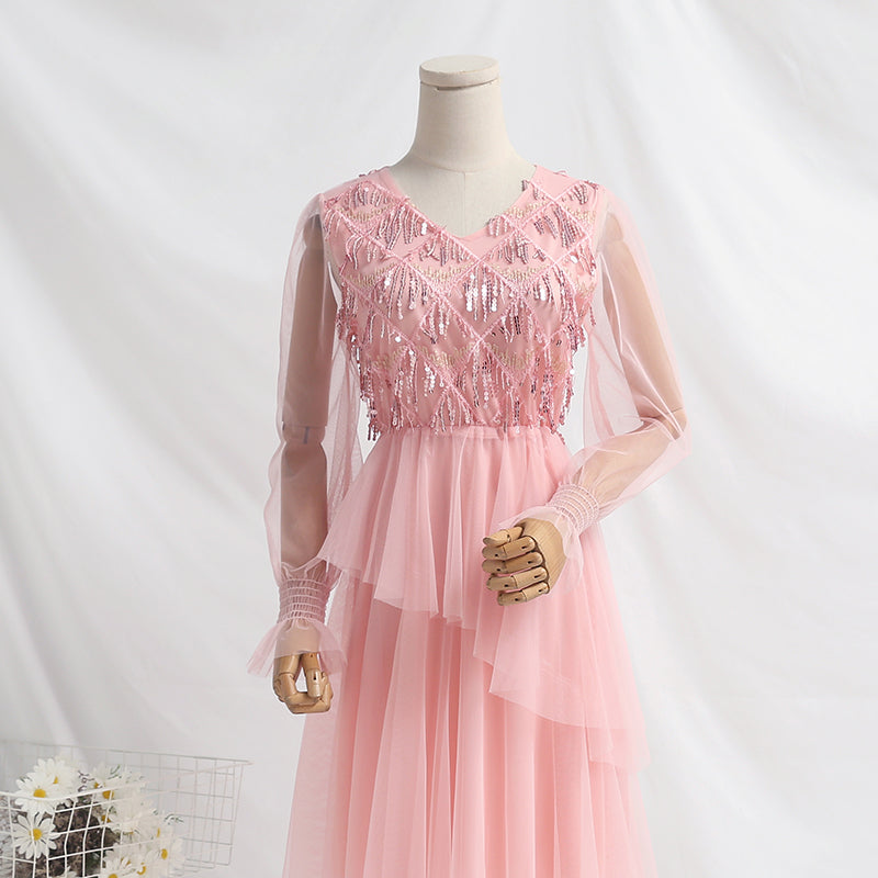 New French retro skirt fairy super xiansen waist shows thin temperament  4758