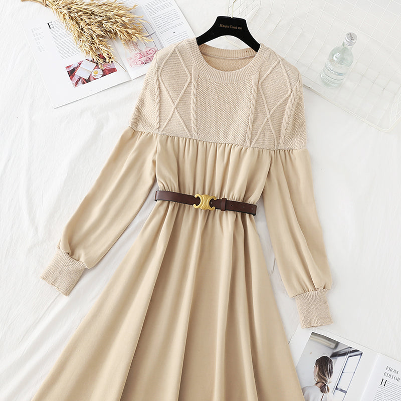 New Korean style stitched lace up with a slim waist and a dress inside  4561