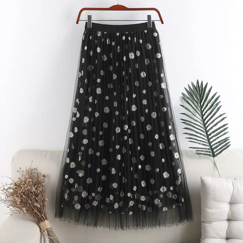 Nouveau style, double maille, jupe trapèze taille haute Daisy, jupe mi-longue 3589