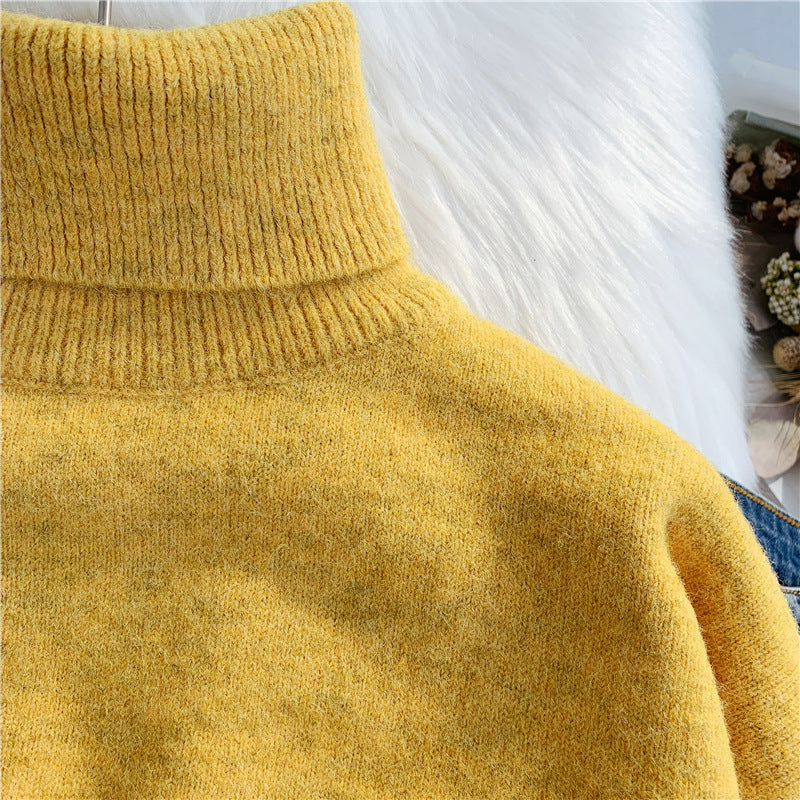 Sweater female high neck loose lazy wind  4920