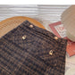 Bright silk tweed short skirt women's Retro Plaid high waist A-shaped skirt  5510