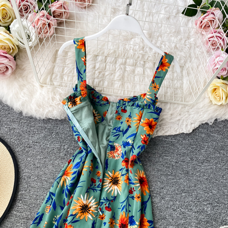 Slim temperament suspender beach skirt women's seaside holiday dress  3791