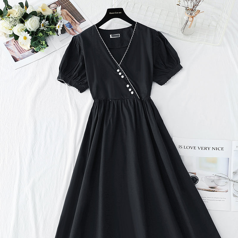 New tea break waist Cotton Linen Skirt long A-line skirt  4253