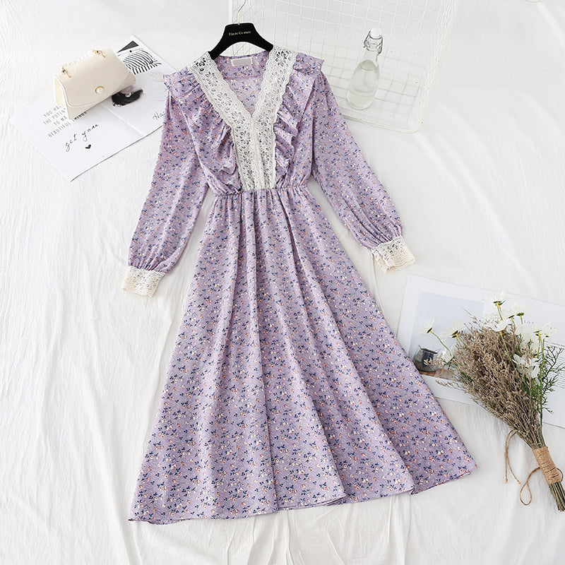 Spitze genähter Chiffonrock zeigt dünnes elastisches Taillentemperament 4080