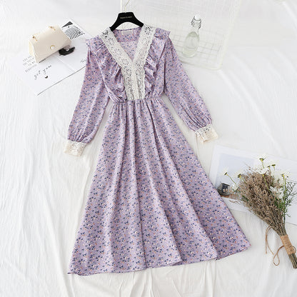 Spitze genähter Chiffonrock zeigt dünnes elastisches Taillentemperament 4080