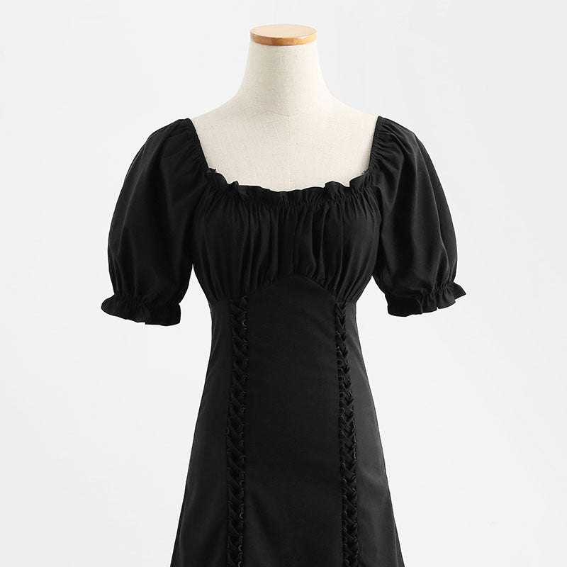 Neues französisches schmales Kleid mit süßem Taillenverschluss 4282