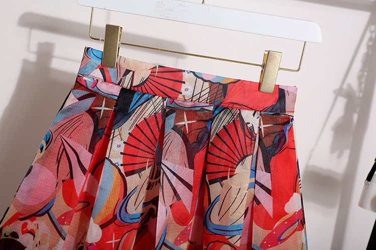 Nouvelle jupe, beauté à imprimé argenté, jupe longue taille haute en coupe A 3689