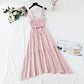 Cotton linen dress French retro gentle suspender dress  4263