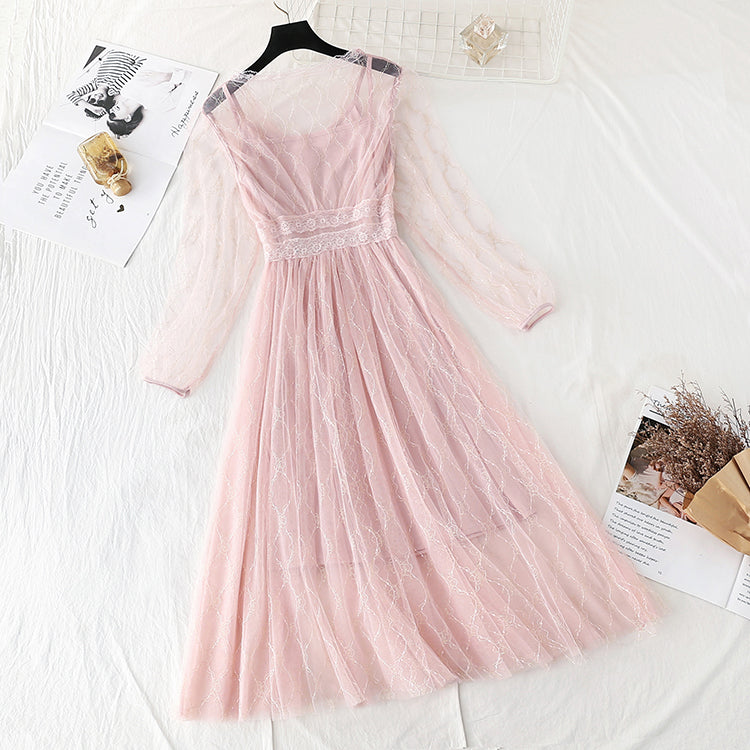 New suspender early spring two-piece skirt fairy super xiansen temperament  4524