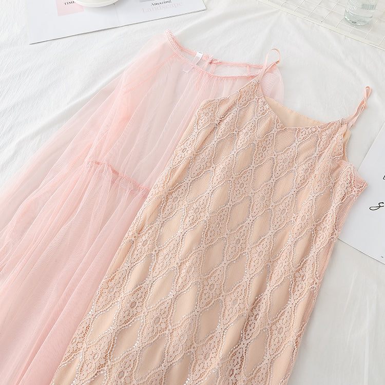 Suspender backing French minority long skirt fairy super fairy series  4737