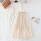 Off shoulder Pullover Sweater + mesh skirt  3947