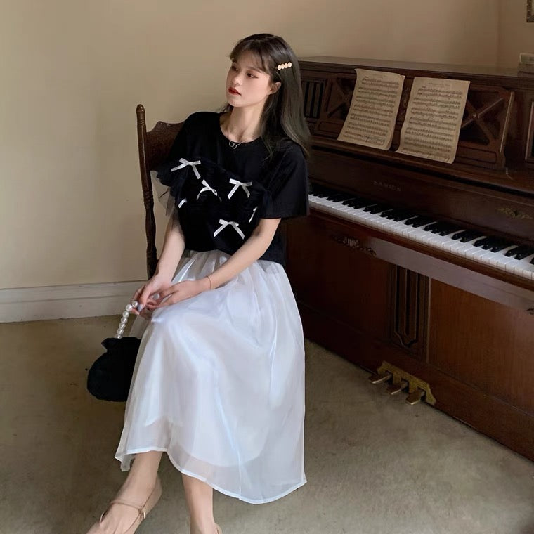 Weißer Midirock, Rock in A-Linie mit hoher Taille 3648