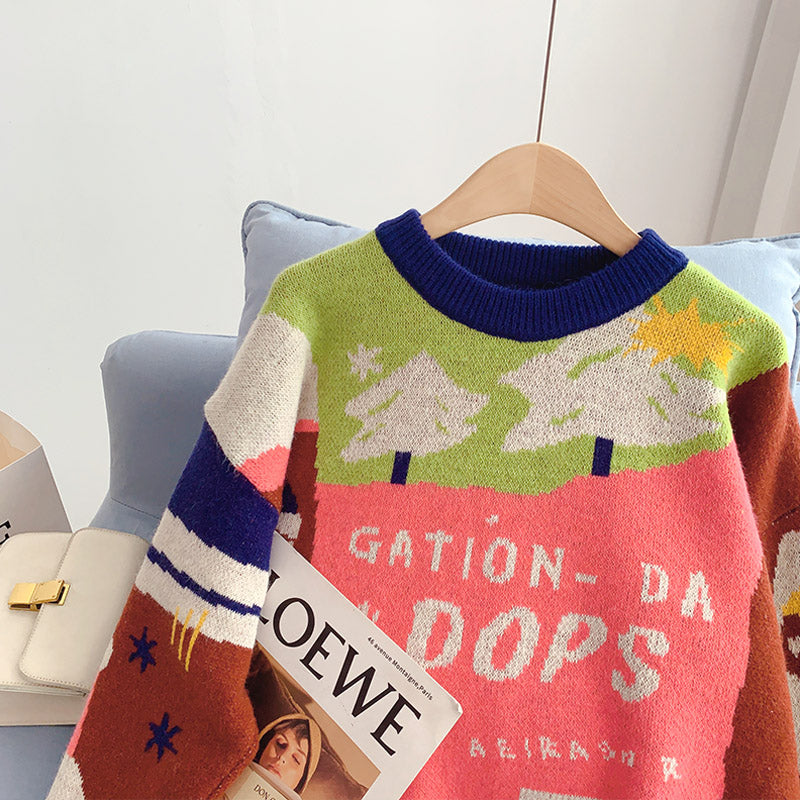 Cartoon sweater Korean knitted bottomed Shirt Top  4981