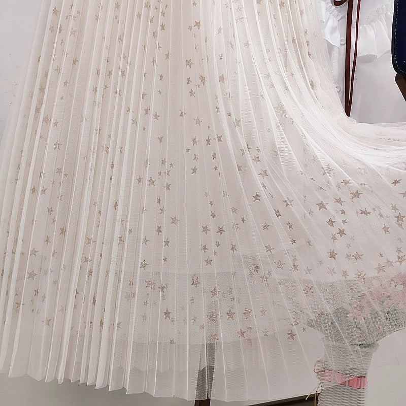 long A-line net gauze skirt  3699