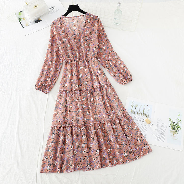 New women's Collar Chiffon Floral Dress  4716