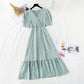 New chiffon skirt, slim waist in summer, French gentle long skirt  4616