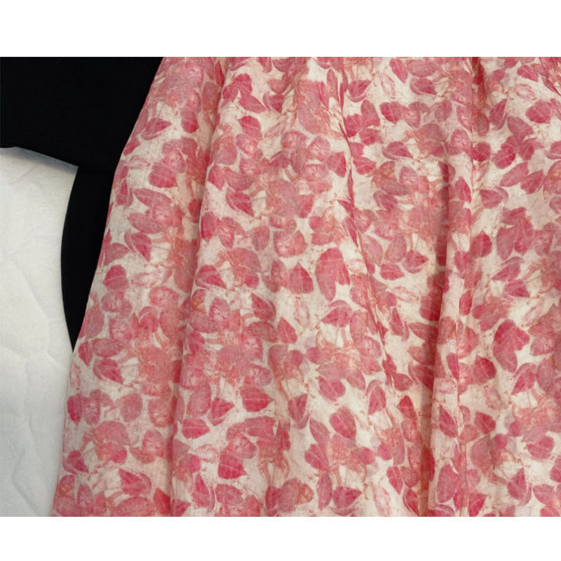 Ramie, leaf floral A-line skirt  3568