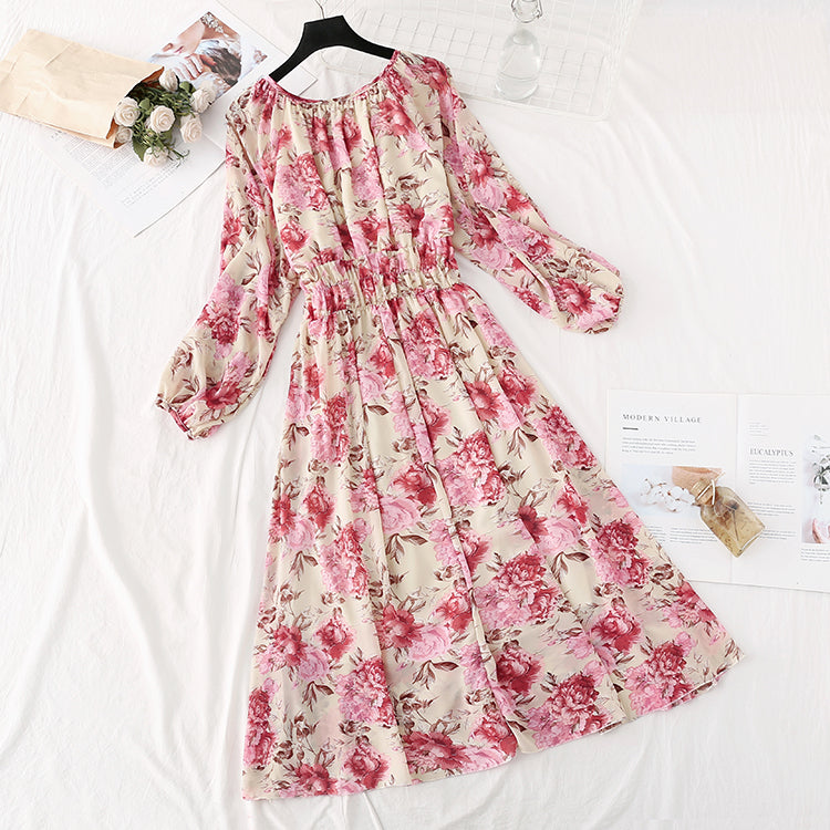 New dress French Vintage Print Dress  4028