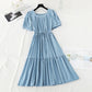 Cotton linen dress shows thin French retro skirt  4145