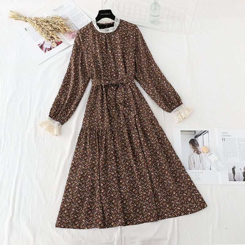 New floral dress women's aging lace up dress  4559