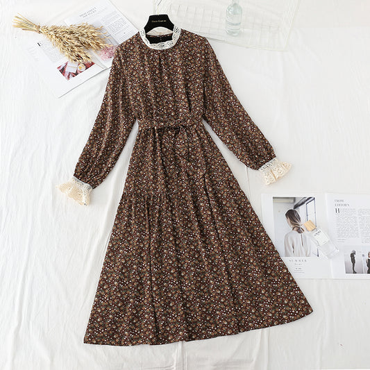 New floral dress women's aging lace up dress  4559