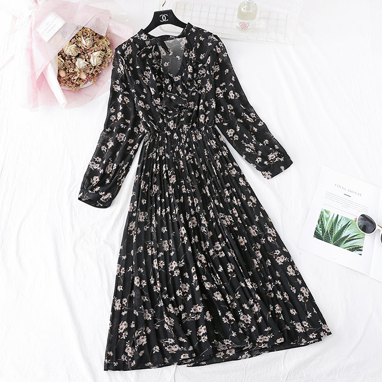 Chiffon-Kleid Faltenrock Französisch Retro Super Fairy 4488