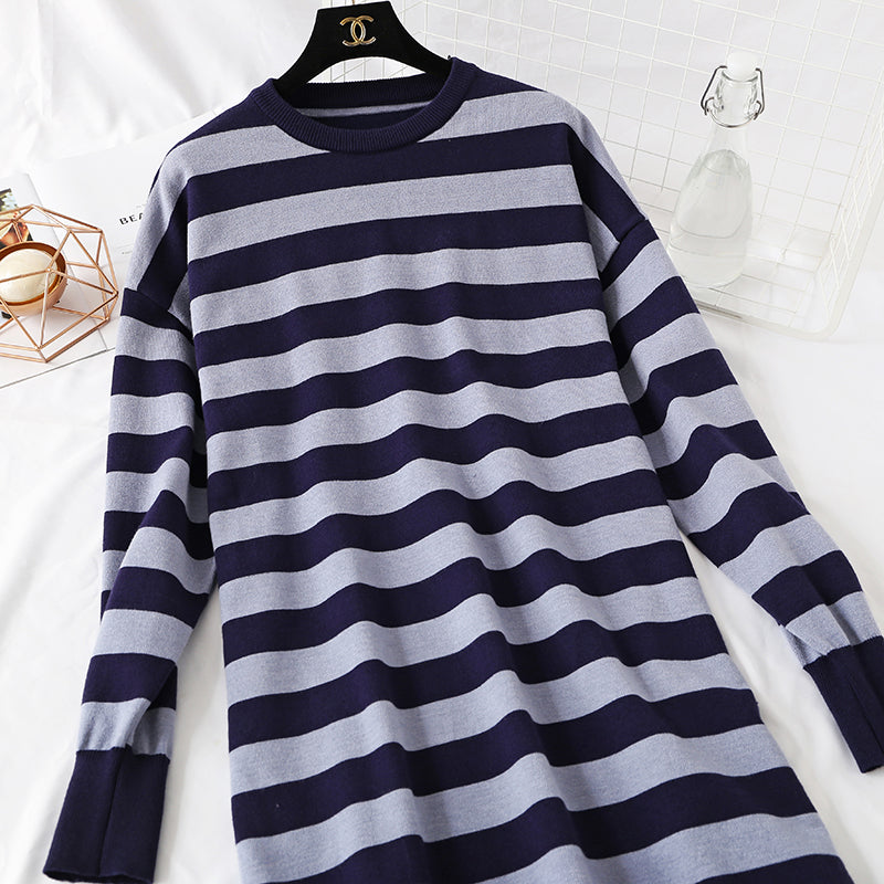 Super loose stripe knit dress  4445