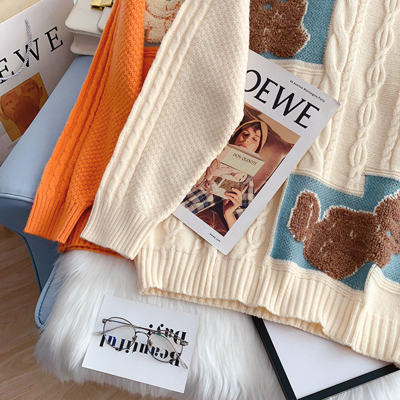 Kleiner Bär Pullover Damen Pullover Twist knit 5016