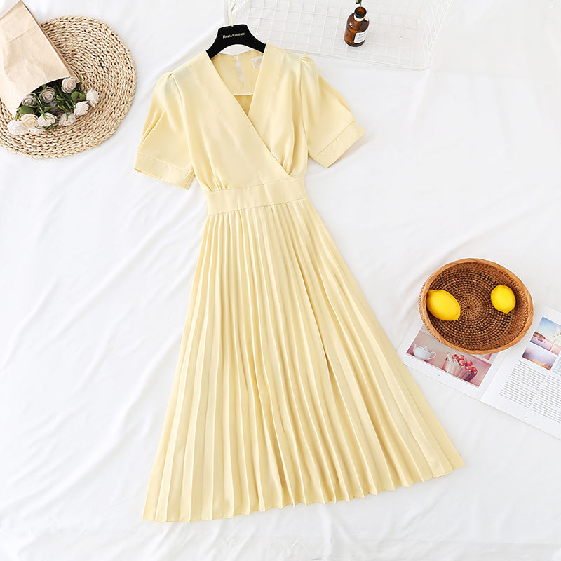 French retro pleated skirt with slim waist  4663