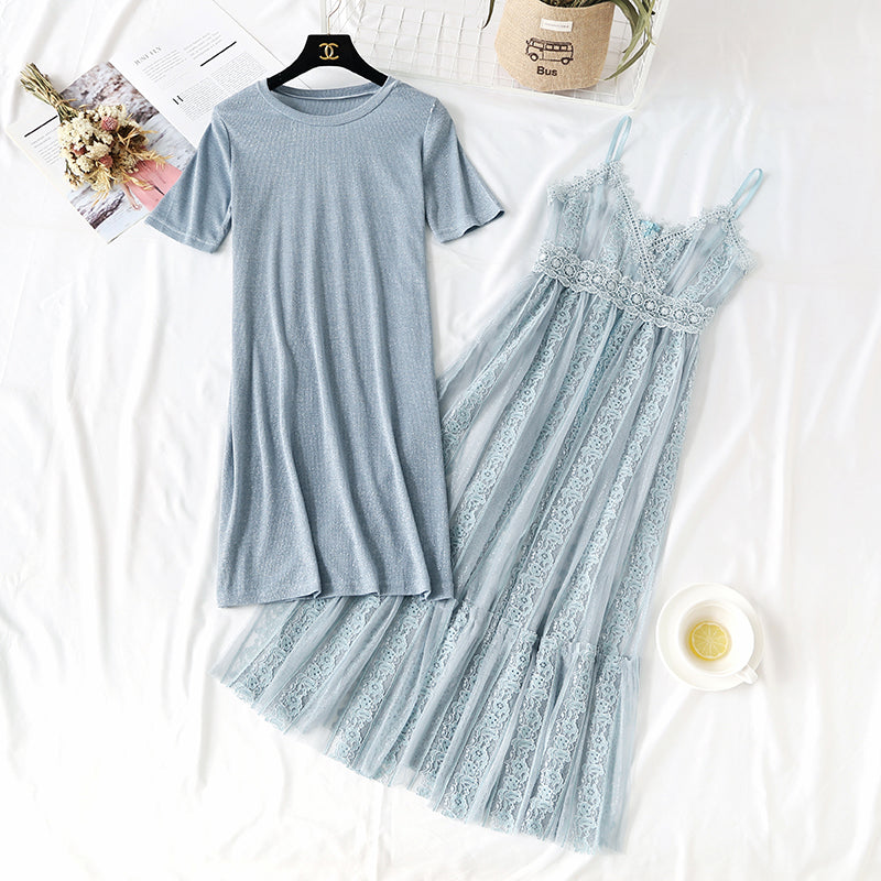 New fashion lace suspender skirt suit  4462