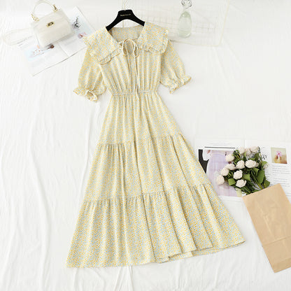 Sweet baby collar floral dress gentle wind and snow spinning dress  4883