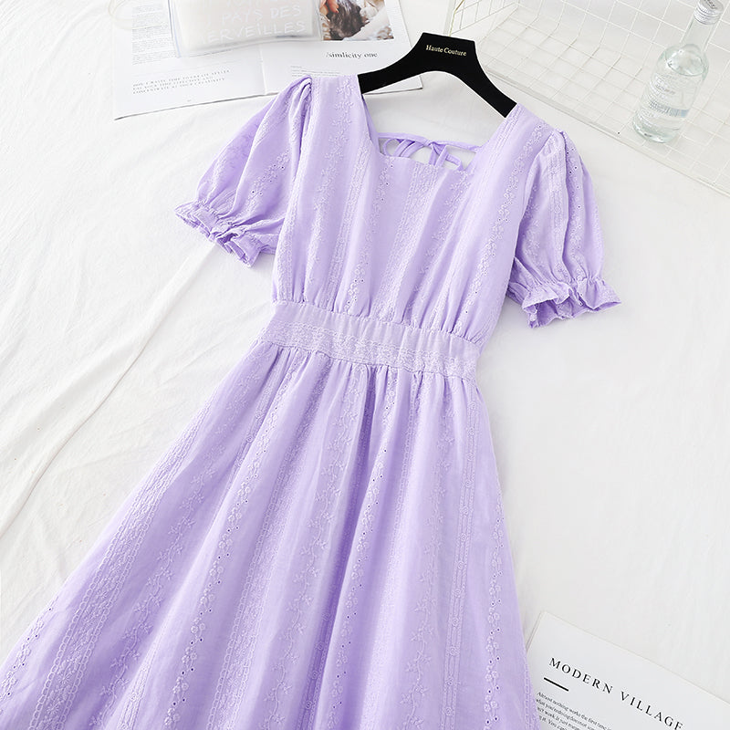 New cotton linen hook embroidery waist closing slim skirt  4683