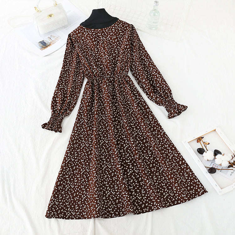 New medium length thick waist slim retro dress  4745