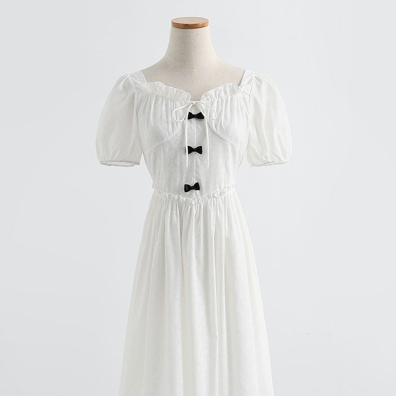 French one line neck bubble sleeve waist narrow skirt  4277