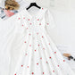 Weißes Kleid mit Puppenkragen aus Baumwolle und Leinen 4203