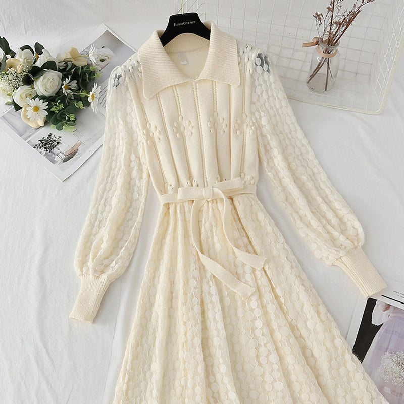 Baby collar dress lace bottomed skirt  4429