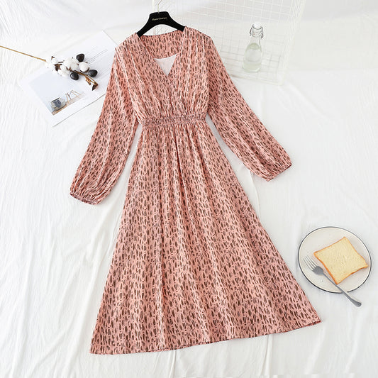 Slim inside with bottomed skirt long sleeve slim Chiffon Skirt  4831