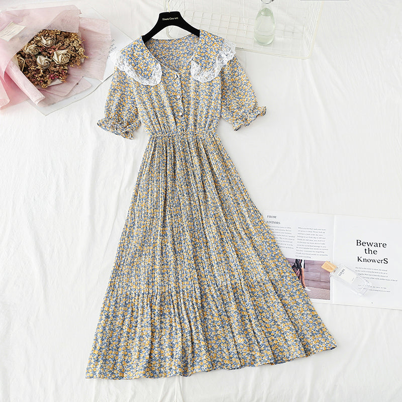 New baby collar Floral Chiffon Skirt French retro fairy skirt  4875