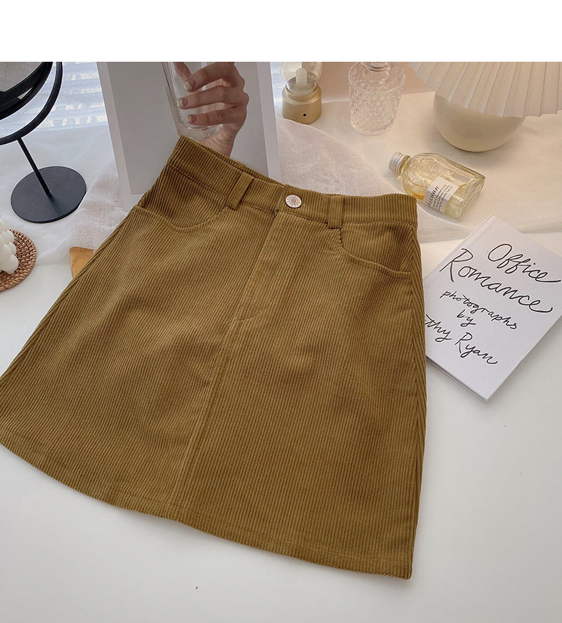 A-line Corduroy Skirt is thin around the hips  5335