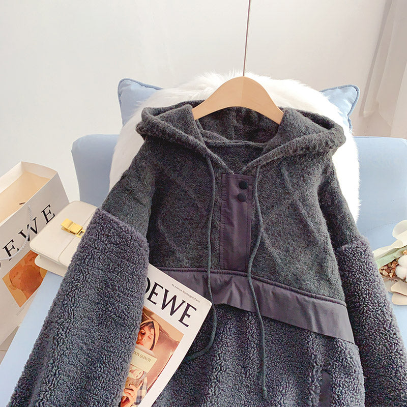 Lammwolle genähter Pullover Pullover Damen Hoodie Design 5203