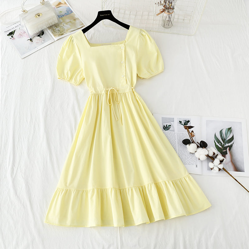 New style bubble sleeve French retro minority temperament fairy skirt  4847