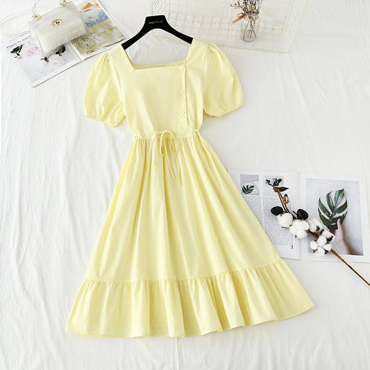 New style bubble sleeve French retro minority temperament fairy skirt  4847