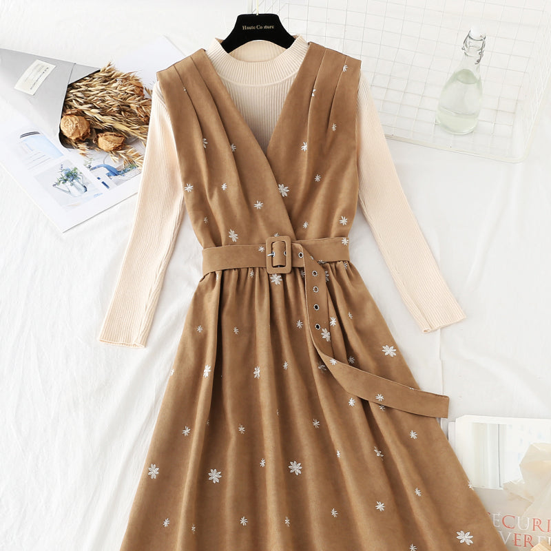 New dress autumn winter christmas fashion suit two-piece skirt  4799