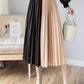 Spring/summer skirt, new style, high waist, contrasting colors, patchwork, long A-line skirt, pleated skirt  3668