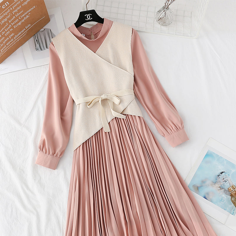 New high cold imperial sister WindNet red foreign style skirt two-piece suit  4539