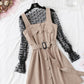 Suspender dress + Polka Dot mesh bottomed shirt set female  4710