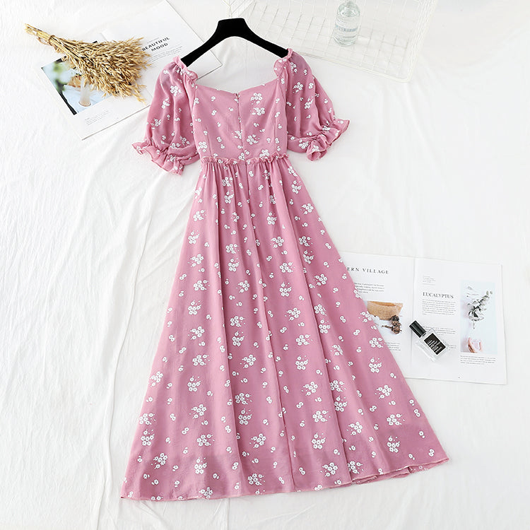 French dress with straight shoulder and slim waist  4653