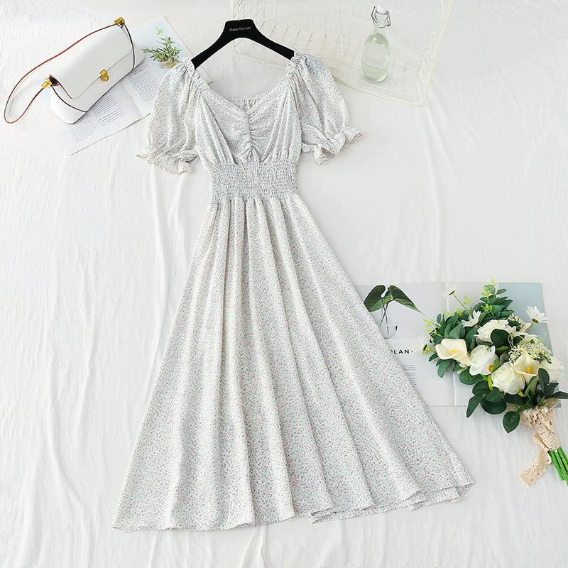 New gentle wind floral dress French Chiffon tea break skirt  4863