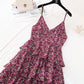 Floral suspender dress with a slim waist  4112