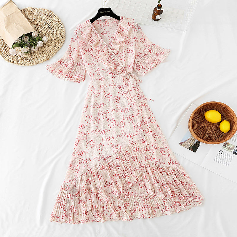 Der neue einteilige Rüschenrock zeigt dünnes Temperament, indem er die Taille schließt 4662